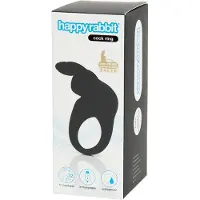 Happy Rabbit - anneau pénien vibrant rechargeable - silicone noir