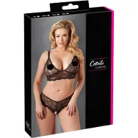 Cottelli collection Plus Size - ensemble lingerie grande taille en dentelle - noir - XXL
