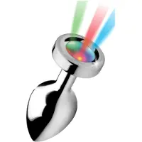 XR Brands Booty Sparks - plug anal lumineux - taille moyenne - argenté