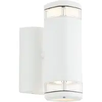 Brilliant Applique murale d'extérieur blanche intemporelle JANDY | Up/Down Light | dimmable avec ampoule adaptée | 2x GU10 douille max. 18W | métal/verre | IP44