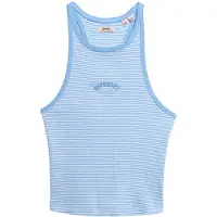 Superdry Femme Débardeur Rayé à dos Nageur et Logo Essential Bleu Clair Taille: 40