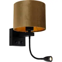 QAZQA Applique murale noire avec abat-jour en velours bronze 18 cm - Brescia