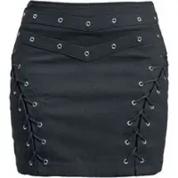 Gothicana by EMP Jupe courte Gothic de - Jupe courte avec laçage - S - pour Femme - noir - Taille S