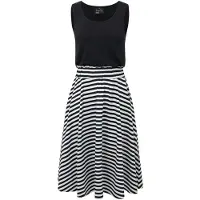 Forplay Robe mi-longue de - MAY - S - XXL - pour Femme - noir/blanc - Taille L