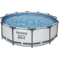 Bestway Steel Pro Max Frame Pool Kit complet, rond, avec pompe de filtration & échelle de sécurité 366 x 100 cm, Piscine, Natation, Piscines