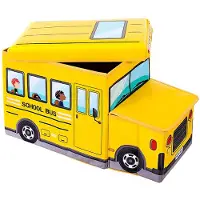 Bieco 2 In 1 Storage Box & Bench School Bus Jaune Enfants