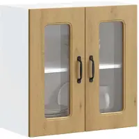 vidaXL Armoire de cuisine suspendue avec porte vitrée Kalmar Chêne Artisan Matériau dérivé du bois
