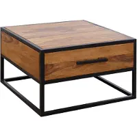 Wohnling Table basse WL5.623 bois massif / métal Table de salon 65x38x65cm