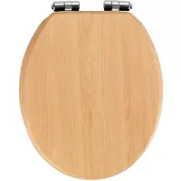 Wenko SIÈGE WC HÊTRE NATURE Abaissement automatique lunettes Couvercle WC MDF Design