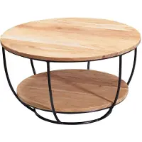 Wohnling Table basse 60x34,5x60 cm Table basse en bois massif d'acacia / métal |