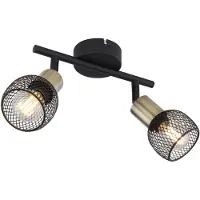 Globo Lampe de plafond Fiastra Noir 2 clairs avec maillage