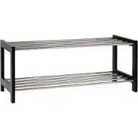 House Nordic Padova Black Shoe Rack 2-Shelf Steel