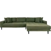 House Nordic Lido canapé canapé chaise longue tourné vers la droite 4 coussins vert.