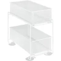 Zeller Rangement Tagère Gioma Blanche 2 Tiroirs Pour Cuisine En Métal 35x18,5x33,5 Cm Avec Paniers Coulissénts Idéale Pour Organiser Placard Cuisine Accessoires De Cuisine Et Rangement Tiroir Pratique