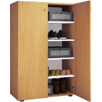 VCM XL bois Grande armoire à chaussures Étagère à chaussures Grande botte Meuble d'entrée Lona 5 compartiments