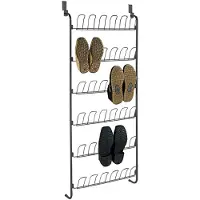 Wenko Etagère à Chaussures Noire 18 Paires 59 X 151 Cm Rangement Chaussures Suspendu Métal Pour Porte Idéal Pour Gagner De La Place Dans La Garde-robe Et L'Entrée Facile à Installer Sans Perçage