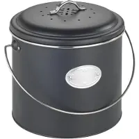 Wenko Seau à compost métallique Nero 6 L en noir 22,5 x 22,5 cm