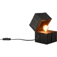 TRIO Lampe de table Treasure noire 1xE14x10W en bois, dimensions : 16x12x12 cm, IP20,