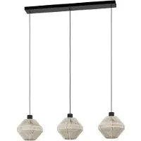 Eglo Suspension - 92 x 110 cm - 3-flamme - Crème - Noir - Cordage - Acier