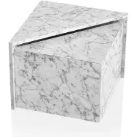 Wohnling Table basse (set de 2) MONOBLOC Blanc brillant Table basse avec aspect marbre Table basse d'angle Table de salon emboîtable Lounge