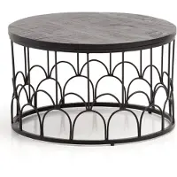 Wohnling Table basse 60x60x36 cm manguier bois massif / métal noir table canapé ronde |