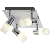 TRIO Spot de plafond LED Series 8214 Square Gris métallisé à 4 lumières avec chrome