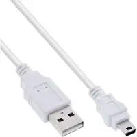 InLine 31805W Câble USB 2.0 mini, USB A prise à Mini-B prise (5 broches), blanc, 0,5m