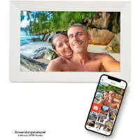 Pora&co Cadre photo numérique avec WiFi et application Frameo 10 pouces, blanc