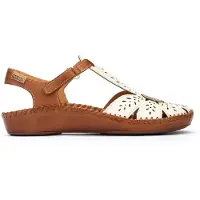 Pikolinos pour femme. 655-0841C1 Chaussures en cuir P.Vallarta marron, blanc cassé (38), 1 à 3 cm, Boucle, Casuel