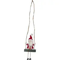 Star Trading Décoration de Noël : Père Noël sur balançoire en bois, à piles, H 50 cm