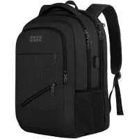 TRVLMORE Sac à dos avec durée de vie - Sac à dos avec compartiment pour ordinateur portable 17 pouces - Cartable - Résistant aux éclaboussures - Hommes et femmes - Garçons et filles - 36L - Noir