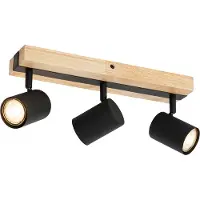 QAZQA Spot de plafond intelligent noir avec bois 3 lumières rotatif et inclinable avec Wifi GU10 50mm - Jeana