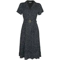 Banned Retro Robe mi-longue Rockabilly de - Robe Noire À Pois - S - L - pour Femme - noir/blanc - Taille L