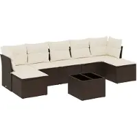vidaXL Ensemble de jardin canapé 8 pièces avec coussins Marron Poly rotin