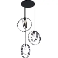 QAZQA Suspension design noire ronde à 3 lumières - Indu