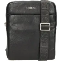 GUESS Hommes, Sac à main, Scala, Flat Top Zip, Textile Crossbody Bag, Black, For Men, Noir