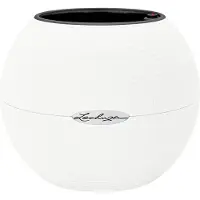 Lechuza Pot de plantes PURO Color 20 Blanc | Pot de table avec système d'arrosage et bac à plantes | Aspect tissé | Ø 20 x 16 cm | 13360