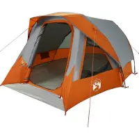 vidaXL Tente de camping 4 personnes grise et orange étanche à l'eau