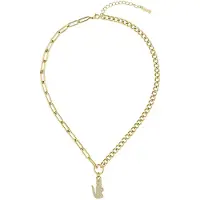 Lacoste - Distinctive gold-plated necklace with zircons Crocodile 2040145, (Acier inoxydable)