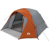 vidaXL Tente de camping 4 personnes grise et orange étanche à l'eau