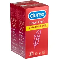 Durex - préservatifs ultra fins - sensation naturelle - pack 2x12