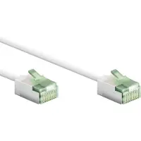 Goobay 74359 Câble patch ultra flexible CAT 8.1, slim, U/FTP, blanc, 0,5 m - connecteurs extra-courts, conducteur en cuivre sans oxygène (OFC) à 99,9 %, LSZH, gaine TPE, AWG 32