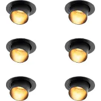 QAZQA Ensemble de 6 spots encastrables modernes noirs ronds inclinables - Installa