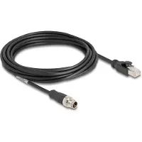DeLOCK - Câble de réseau - 8 broches M12-X (M) à RJ-45 (M) - 5,0m - 6 mm - S/FTP - CAT 5e - blindé, sans crochet, codé X - noir (80868)