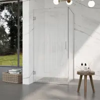 FortiFura Galeria Cabine de douche – 100x120x200 cm – charnières, poignée et barre de stabilisation – verre de sécurité 8 mm clair strié – finition inox brossé PVD