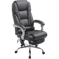 CLP Chaise de bureau massant et réglable en pvc et synthetique Noir