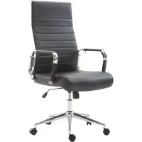 CLP Chaise de bureau réglable pivotant en pvc et synthetique Noir