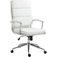 CLP - Fauteuil de bureau Cleveland I, revêtement en cuir véritable, en similicuir ou en tissu | Couleur : blanc | Matériau : similicuir