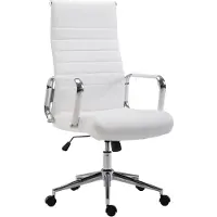 CLP Chaise de bureau réglable pivotant en pvc et synthetique Blanc