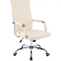 CLP Chaise de bureau réglable pivotante en similicuir Crème